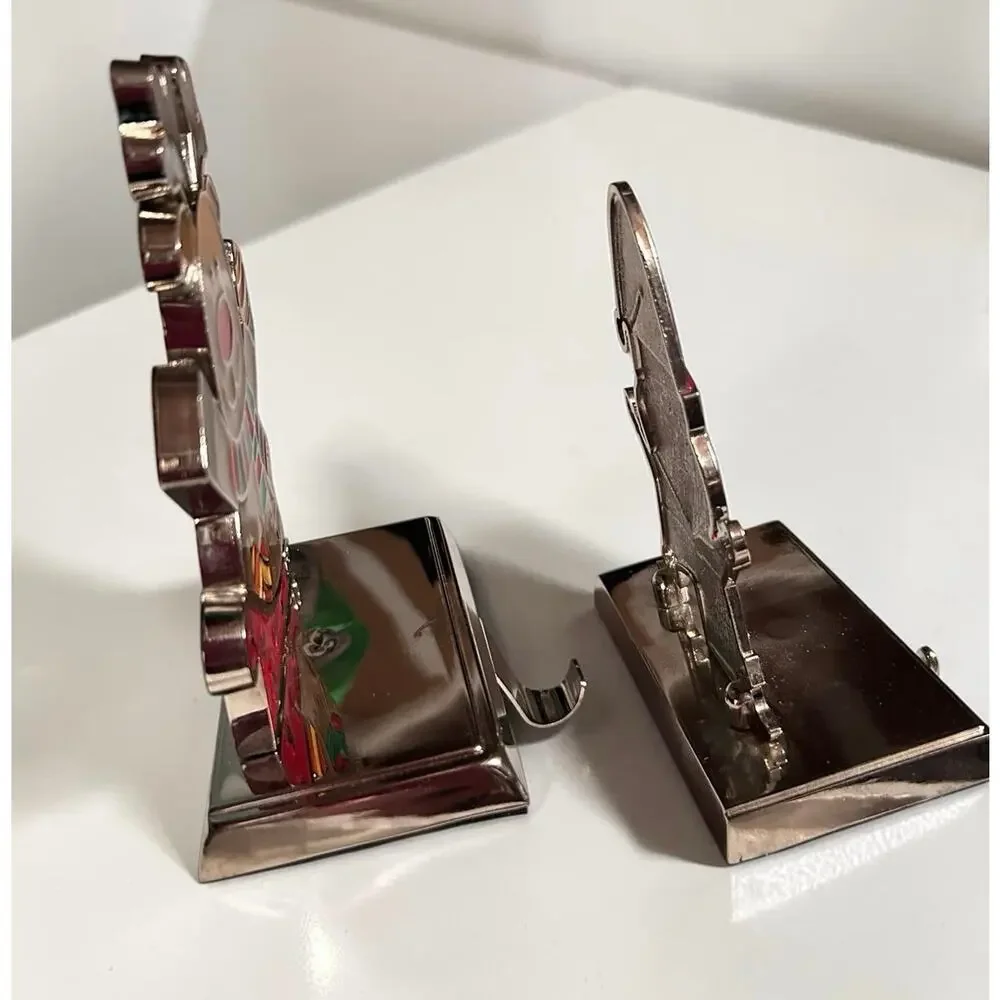 Stocking Hangers Enamel Santa and Reindeer Christmas Set of 2 (please read note)